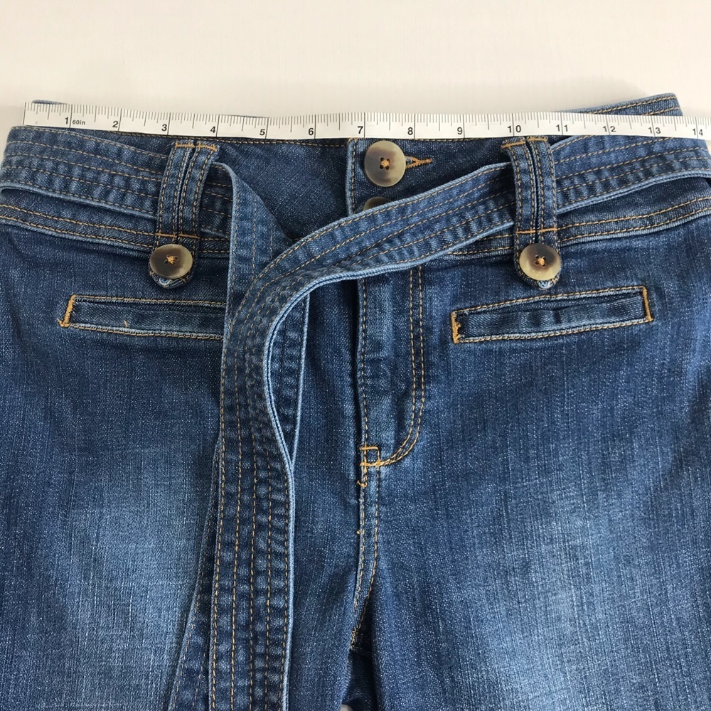 Anthropologie Pilcro and the Letterpress Cropped Culotte Tie Belt Jeans Size 25P - Picture 8 of 12